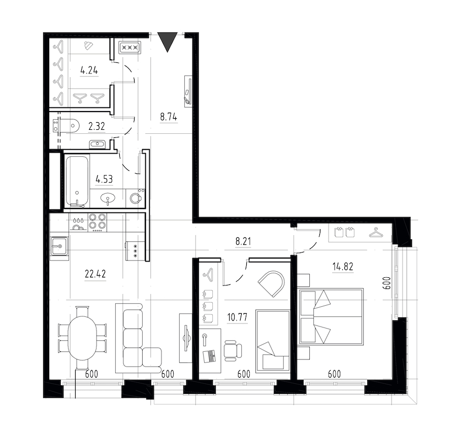 2-комнатная квартира 76.05 м², 3/9 эт., ЖК «LEGENDA Малоохтинский 68»